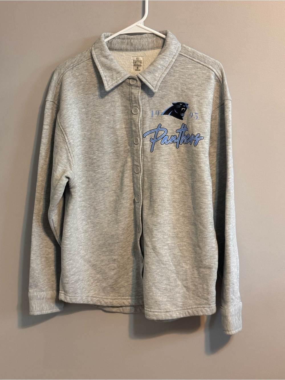 Gameday Couture Carolina Panthers Gray Button Front Sweatshirt Women's S